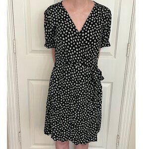 Vintage GAP Women's Black Floral Wrap Dress Size Medium